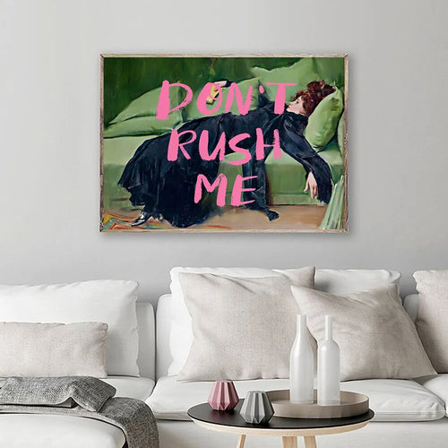 Pink Graffiti Spray "Don't Rush Me" Victorian Woman Canvas Print - The Finishing Touch Decor, LLC