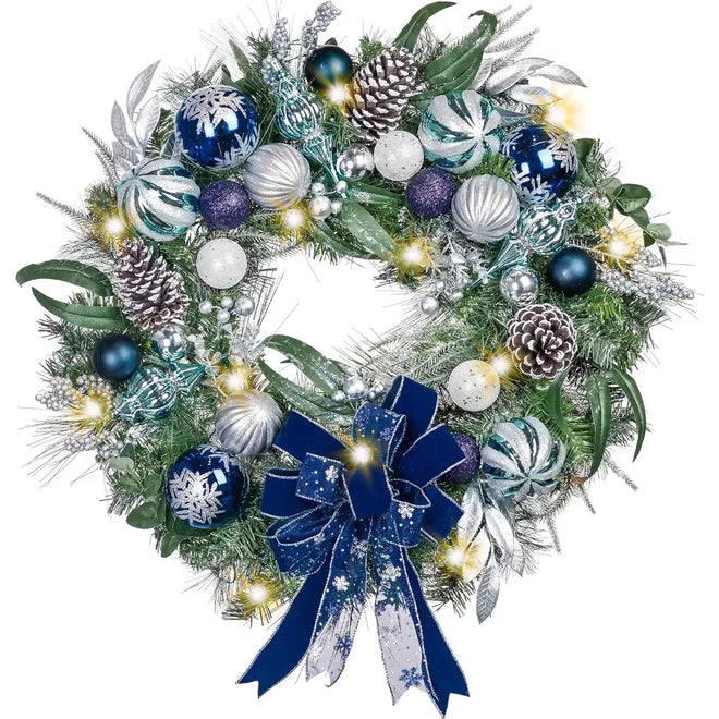 Christmas Wreath Decoration, 30 Inch Front Door with Light Dining Table Centerpiece Holiday Decoration, Christmas Wreath