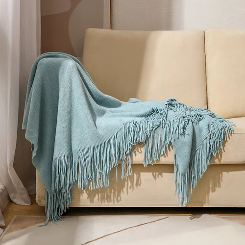 Faux-Cashmere Lightweight Fringed Throw Blanket - The Finishing Touch Decor, LLC