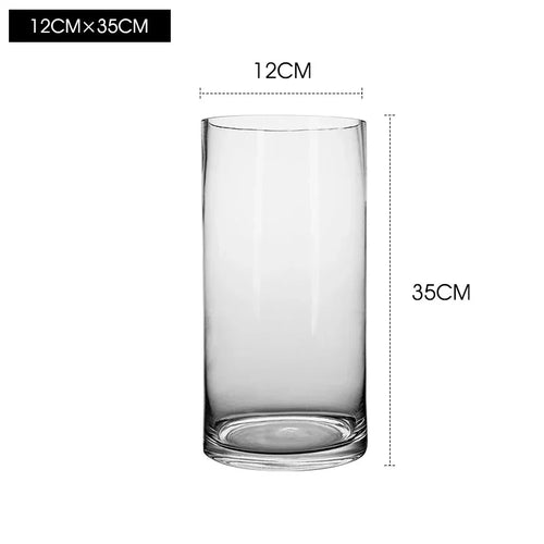 Clear Glass Minimalist Wide Mouth Pillar Vases - The Finishing Touch Decor, LLC