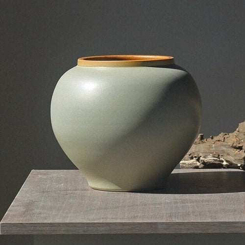 Kiln-fired Japanese Ceramic & Porcelain and Moon Clay Japandi Flowerpot Planter - The Finishing Touch Decor, LLC