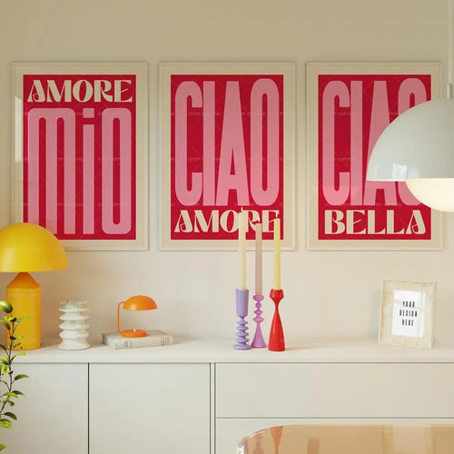 Romantic Retro Italian "Amore Mio" Canvas Print Wall Art - The Finishing Touch Decor, LLC