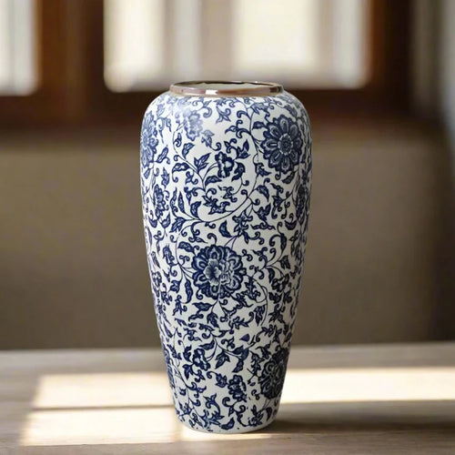 Blue & White Jingdezhen Porcelain Antique Vases