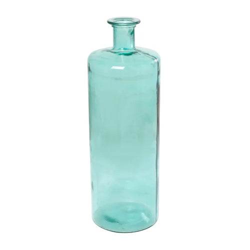 Spanish Teal Blue 30" Huge Glass Bottle Vase - The Finishing Touch Decor, LLC