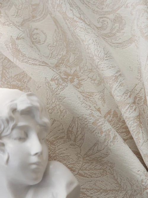 Beige Classical French Jacquard Blackout Window Curtains - The Finishing Touch Decor, LLC