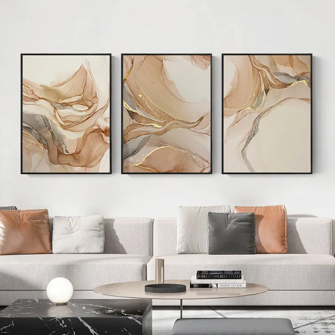 Coordinating Wall Art Set of 3 Marble Canvas Prints - The Finishing Touch Decor, LLC