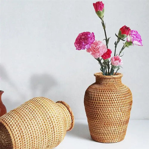 Light Coastal Vase Natural Rattan Flower Planter - The Finishing Touch Decor, LLC