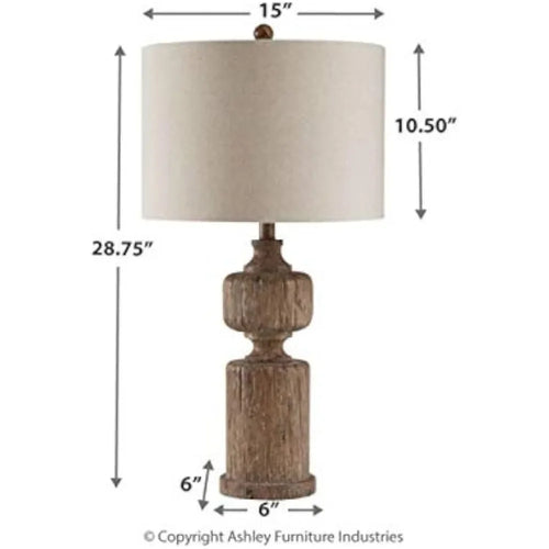 Design by Ashley Madelief 28.75" Faux Wood Resin Table Lamp, Brown