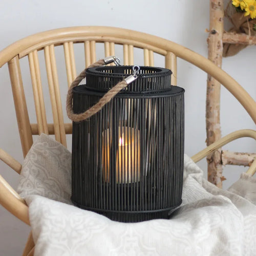 Japanese Bamboo Lantern Style Hand-crafted Candle Holder - The Finishing Touch Decor, LLC