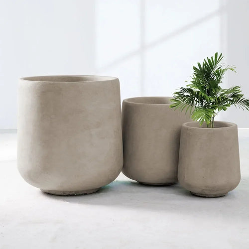 Outdoor/Indoor Set of 3 Concrete Flowerpot Planters - The Finishing Touch Decor, LLC