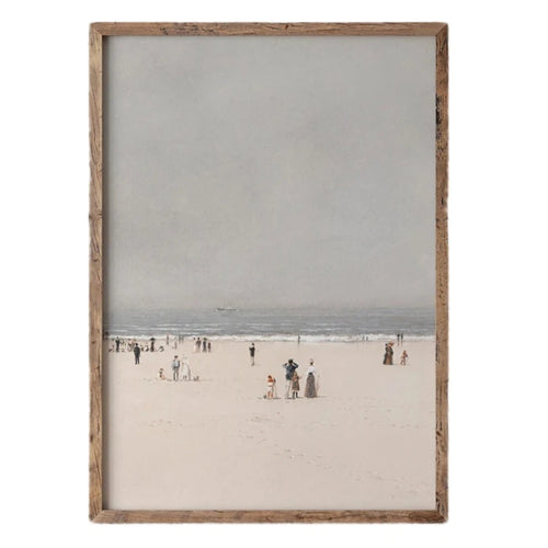 Vintage Beachgoers Coastal Seascape Canvas Painting Print - The Finishing Touch Decor, LLC