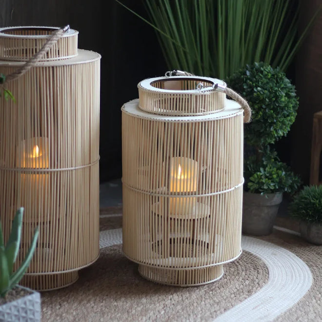 Japanese Bamboo Lantern Style Hand-crafted Candle Holder - The Finishing Touch Decor, LLC