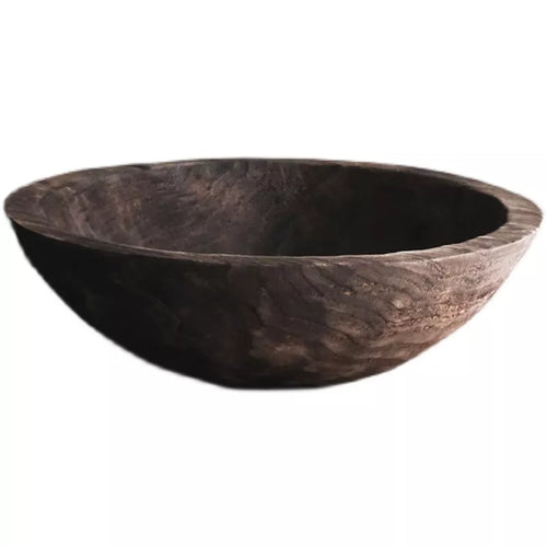 Dark Aged Tung Wood Nordic Large Disc Bowl - The Finishing Touch Decor, LLC