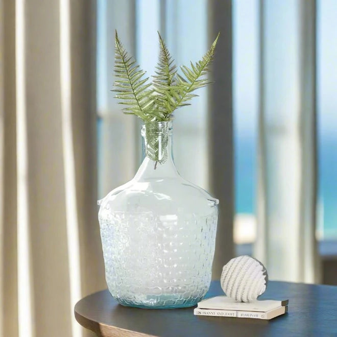 Textured Spanish Teal Blue Recycled Glass Eco-Friendly Vase - The Finishing Touch Decor, LLC