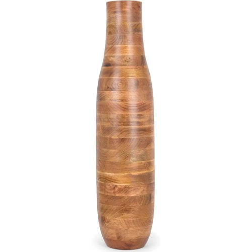 Contemporary Tan Wood Minimalist 32" Tall Floor Vase - The Finishing Touch Decor, LLC