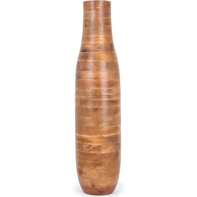 Contemporary Tan Wood Minimalist 32" Tall Floor Vase - The Finishing Touch Decor, LLC