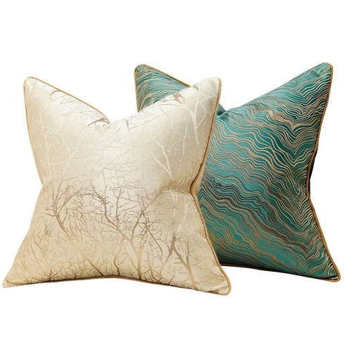 Jacquard Embroidered Gold Wave Throw Pillow Covers - The Finishing Touch Decor