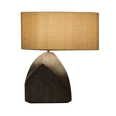 Dark Khaki Japandi Minimalism Wood-Style Resin Table Lamp - The Finishing Touch Decor, LLC