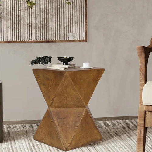 Indoor/Outdoor Brown Concrete Side Table or Stool - The Finishing Touch Decor, LLC