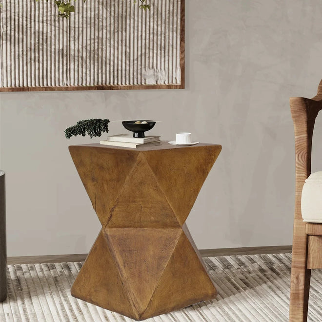 Indoor/Outdoor Brown Concrete Side Table or Stool - The Finishing Touch Decor, LLC