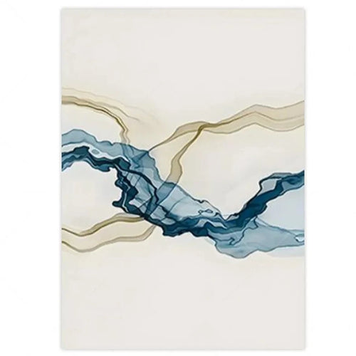 Sandy Beige & Blue Modern Cotton Canvas Painting Prints - The Finishing Touch Decor, LLC