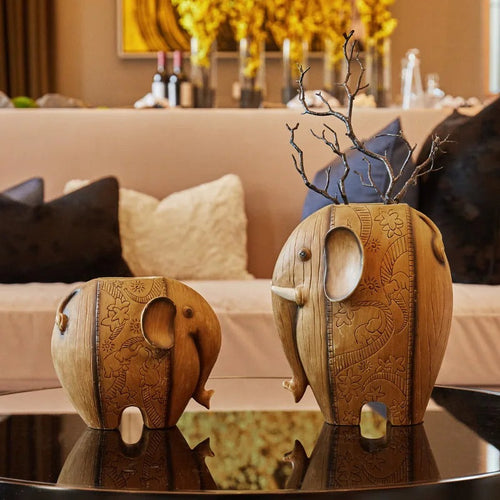 Nordic Creative Simulation Elephant Vase Home Resin Embellishments Animal Dried Flower Vase Living Room Decoration Accessories