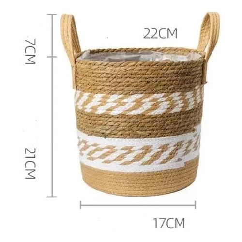 Natural Wicker Straw Hand-Woven Bamboo Decorative Storage Basket Planters - The Finishing Touch Decor, LLC