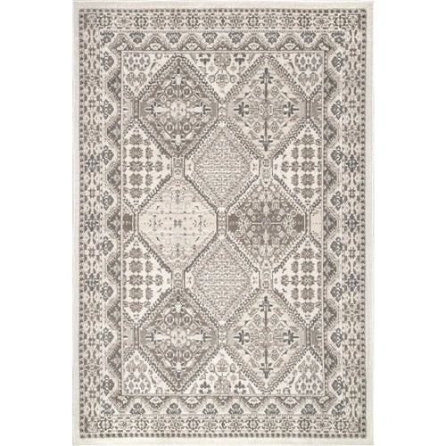 Beige Large Traditional Moroccan Tiled Print 9x12 Area Rug - The Finishing Touch Decor, LLC