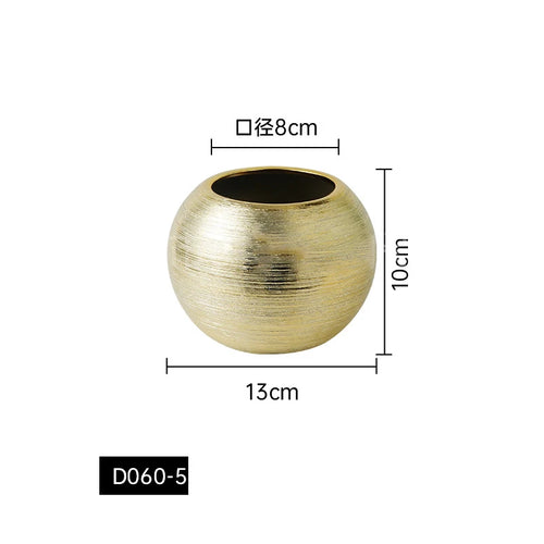 Electroplated gold silver round ceramic vase dry flower arrangement modern minimalist household soft decoration