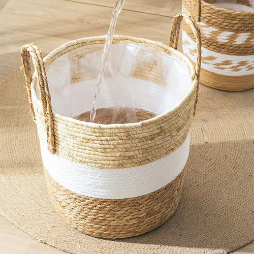 Natural Wicker Straw Hand-Woven Bamboo Decorative Storage Basket Planters - The Finishing Touch Decor, LLC