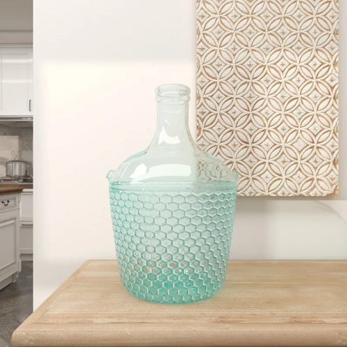 Textured Spanish Teal Blue Recycled Glass Eco-Friendly Vase - The Finishing Touch Decor, LLC