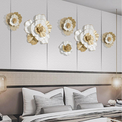 Intricate White & Gold Metal Flower 3D Wall Art - The Finishing Touch Decor, LLC