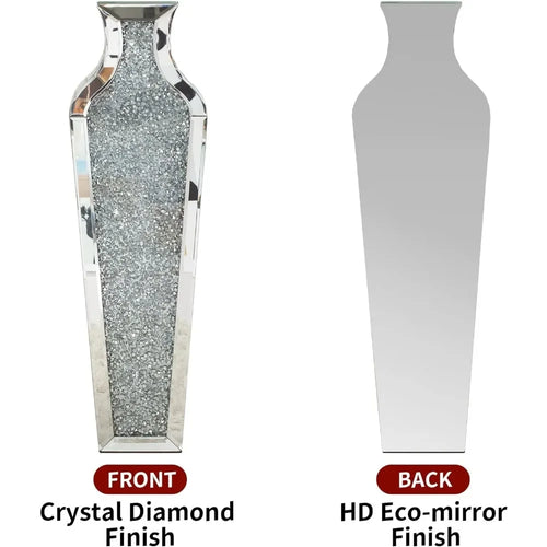 Crushed Diamond Textured Large Silver Mirror 28" Floor Vase - The Finishing Touch Decor, LLC