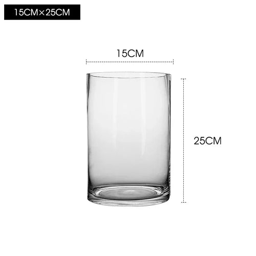 Clear Glass Minimalist Wide Mouth Pillar Vases - The Finishing Touch Decor, LLC