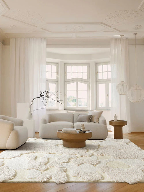 Fluffy Beige White Nordic Textured Thick Carpet - The Finishing Touch Decor, LLC