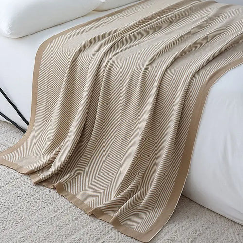 Herringbone Stripe Pattern Nordic Knitted Soft Throw Blanket - The Finishing Touch Decor, LLC