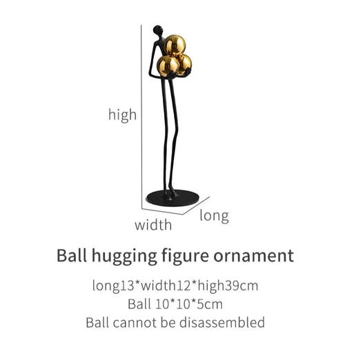 Thin Metal Bookshelf Figurine "Juggling" Gold Balls Statue - 15" - The Finishing Touch Decor, LLC