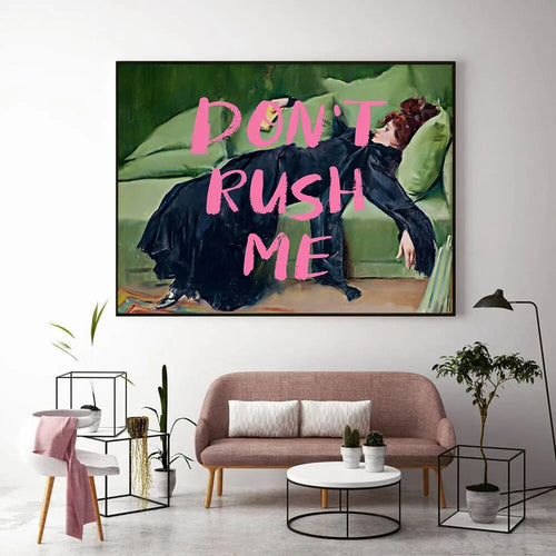 Pink Graffiti Spray "Don't Rush Me" Victorian Woman Canvas Print - The Finishing Touch Decor, LLC