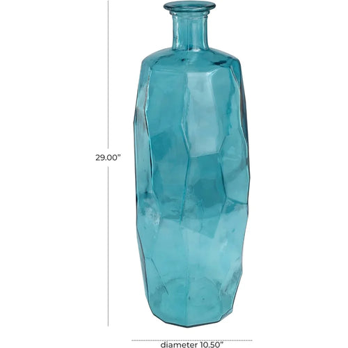 Tall Recycled Spanish Glass Handmade Bottle Neck Vase - The Finishing Touch Decor, LLC