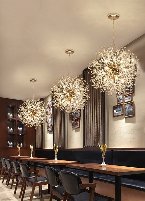 Spherical Dandelion Crystal Gold or Chrome Pendant LED Chandelier - The Finishing Touch Decor, LLC