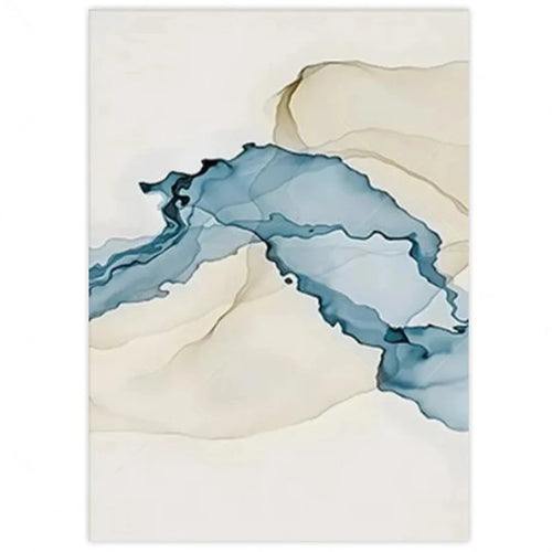 Sandy Beige & Blue Modern Cotton Canvas Painting Prints - The Finishing Touch Decor, LLC