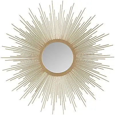 Metal Gold Tone Iron Large Sunburst Wall Art Mirror - The Finishing Touch Decor, LLC