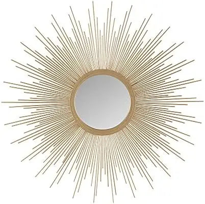 Fiore Metal Sunburst Mirror for Living Room - Home Accent, Ready to Hang Bedroom Decoration, 29.5" Diameter, Gold