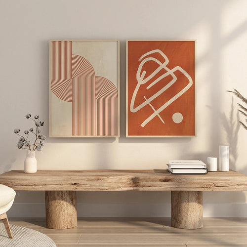 Burnt Orange Abstract Line Minimalist Art Canvas Print - The Finishing Touch Decor, LLC