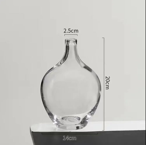 Smoke Clear Glass Japanese Style Big Belly Vase - The Finishing Touch Decor, LLC