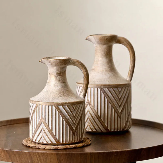 Weathered Ceramic Cottage Milk Jug Vase - The Finishing Touch Decor, LLC