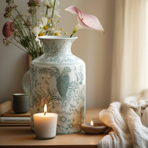 Chinese Blue & White Porcelain Ceramic Vintage Vases - The Finishing Touch Decor, LLC