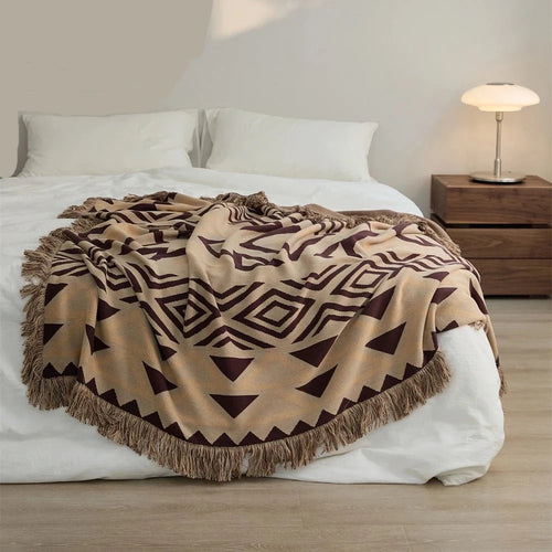 Retro Abstract Pattern Nordic Soft Cotton Throw Blanket - The Finishing Touch Decor, LLC