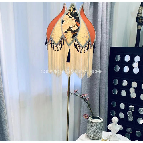 Medicci Home Japanese Crane Bird Lampshade Oriental Art Empire Gallery Lamp Cover Table Desk Lamp Floor Light Hotel Bedside Deco