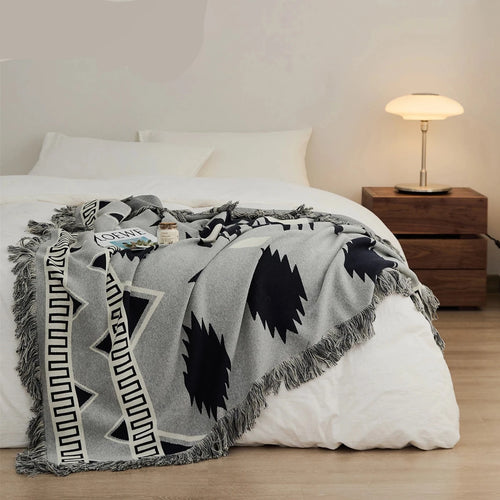 Retro Abstract Pattern Nordic Soft Cotton Throw Blanket - The Finishing Touch Decor, LLC